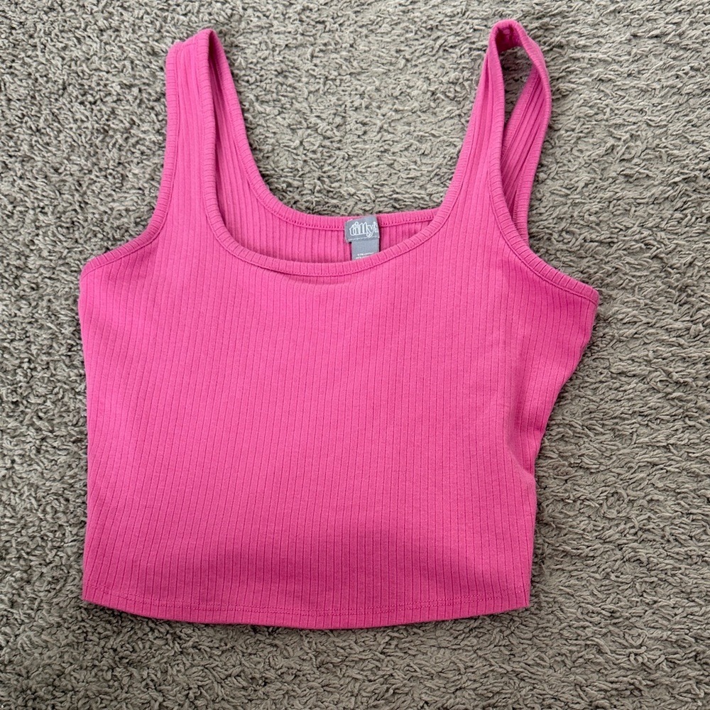 Tilly's Hot Pink Ribbed Tank Top
